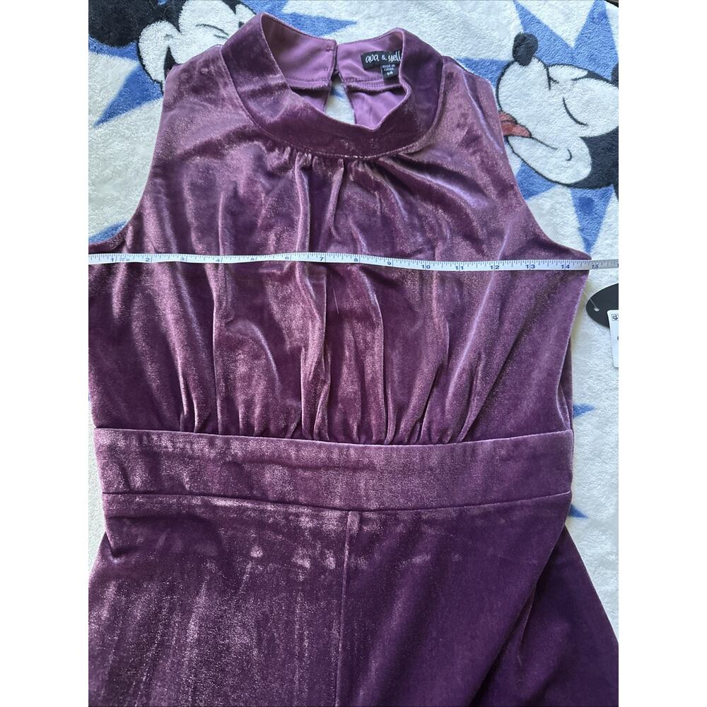 Ava & Yelly Nordstrom Girls Size 14 Mock Neck Velour Jumpsuit Purple Elegant NWT - Picture 9 of 16